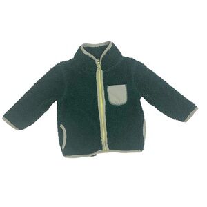 Cat & Jack Girls Sherpa Green/Grey/Yellow Sz(12M) Jacket